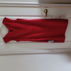 LE CHÂTEAU size Large red Stretch Ponte Knit V-Neck Dress